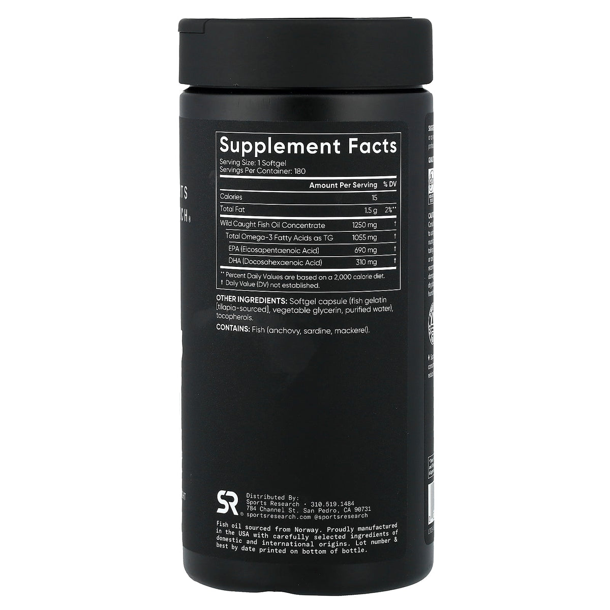 Sports Research, Omega-3 Fish Oil, 180 Softgels
