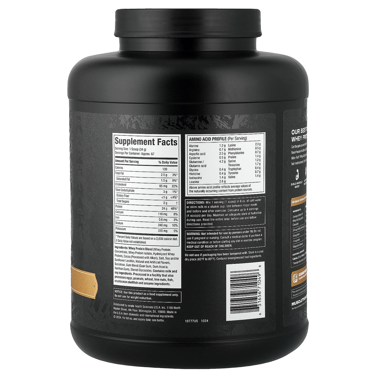 MuscleTech, Nitro-Tech™ Whey Gold, Gourmet Whey Protein, Double Rich Chocolate, 5 lbs (2.27 kg)