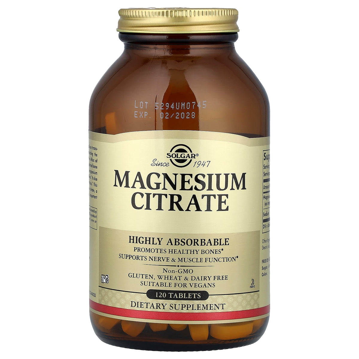 Solgar, Magnesium Citrate, 120 Tablets (200 mg per Tablet)