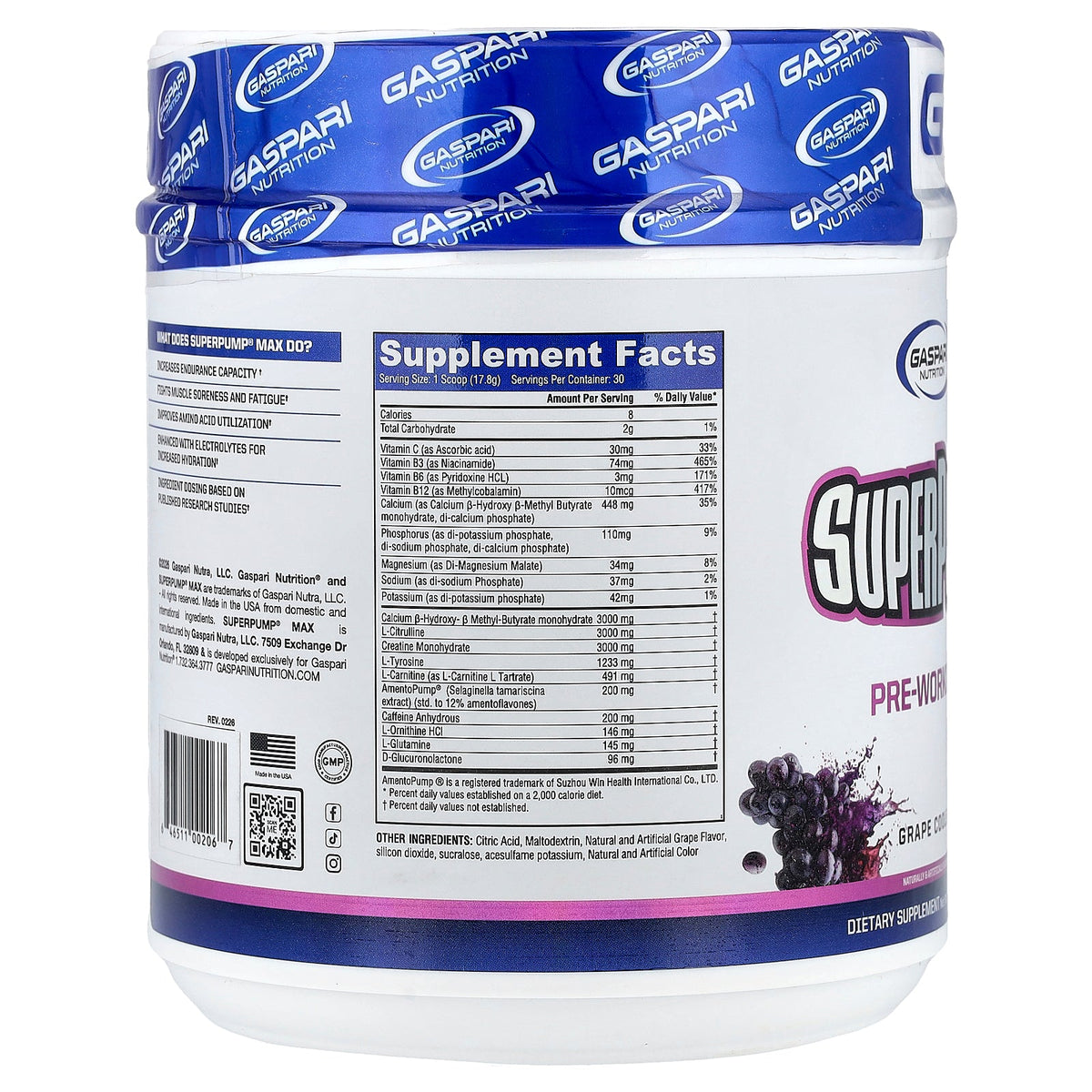 Gaspari Nutrition, SuperPump® Max, Pre-Workout, Grape Cooler, 1.18 lbs (534 g)