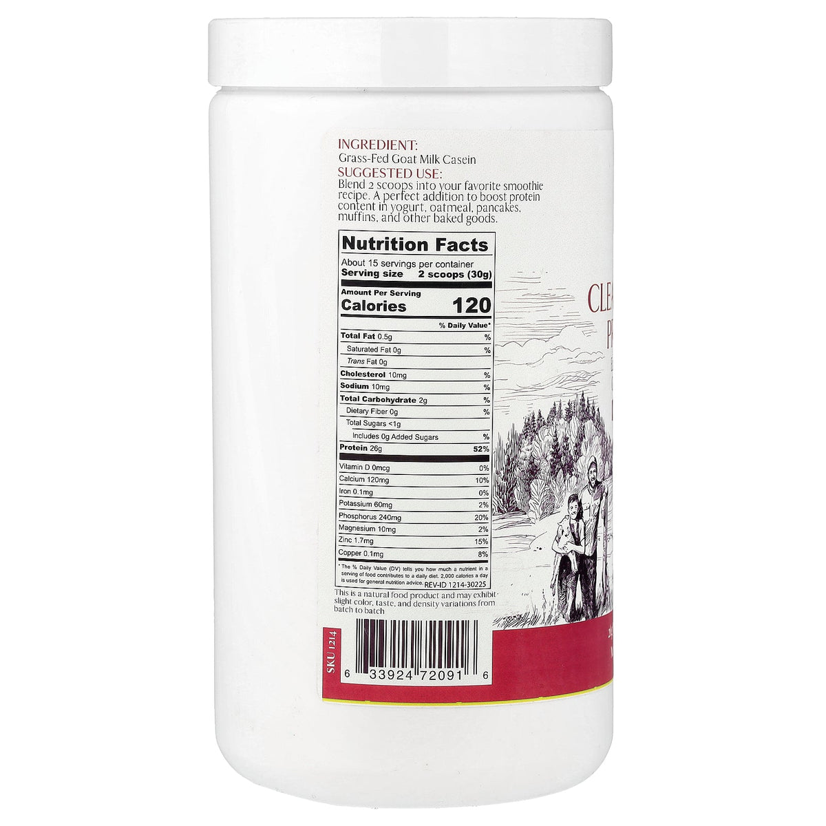 Mt. Capra, Clean Casein Protein, Unsweetened, 16 oz (453 g)