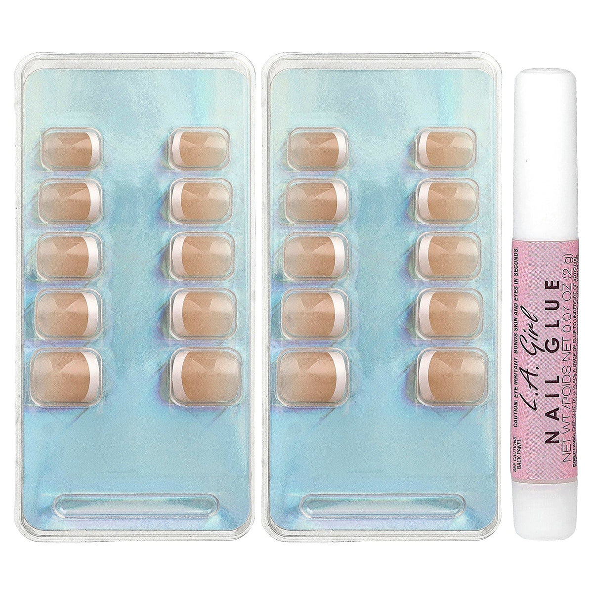 L.A. Girl, Oh So Shiny Artificial Nails, Gel Shine Nail Tips, GNT154 Classy French Tip, 25 Piece Kit