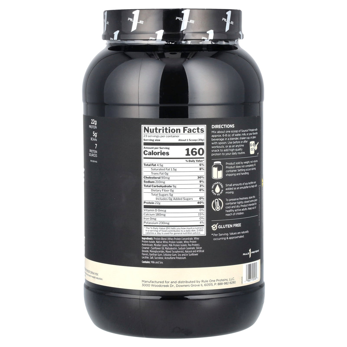 Rule One Proteins, Source7 Protein Powder Drink Mix, Vanilla, 1.98 lb (897 g)