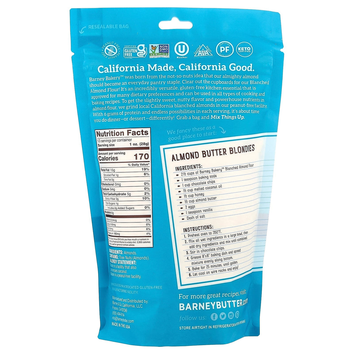 Barney Butter, Blanched Almond Flour, 13 oz (368 g)