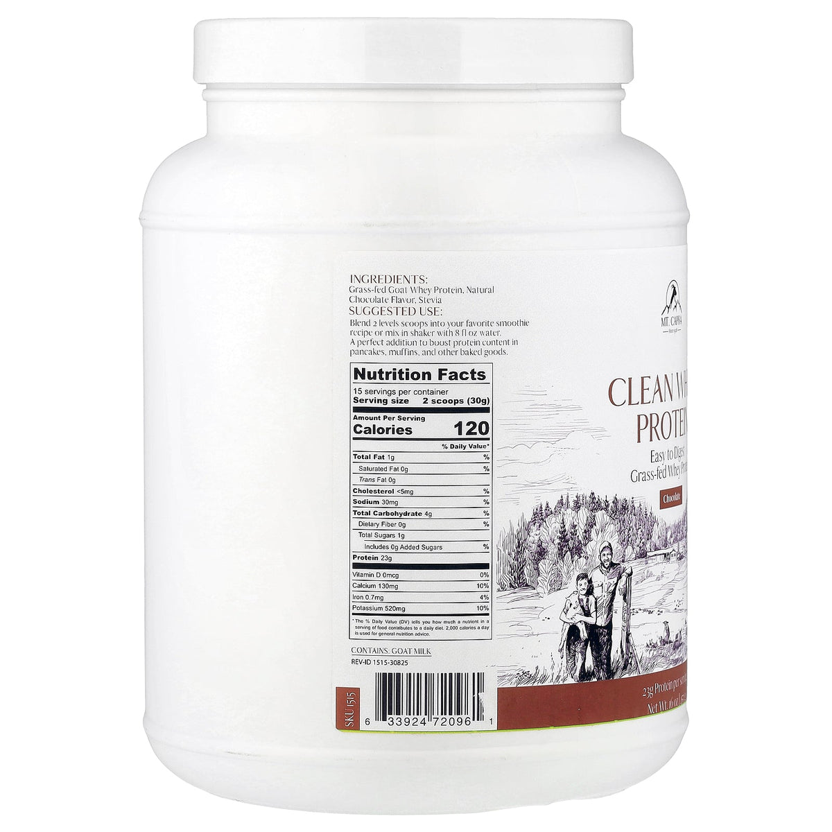 Mt. Capra, Clean Whey Protein, Chocolate, 16 oz (453 g)