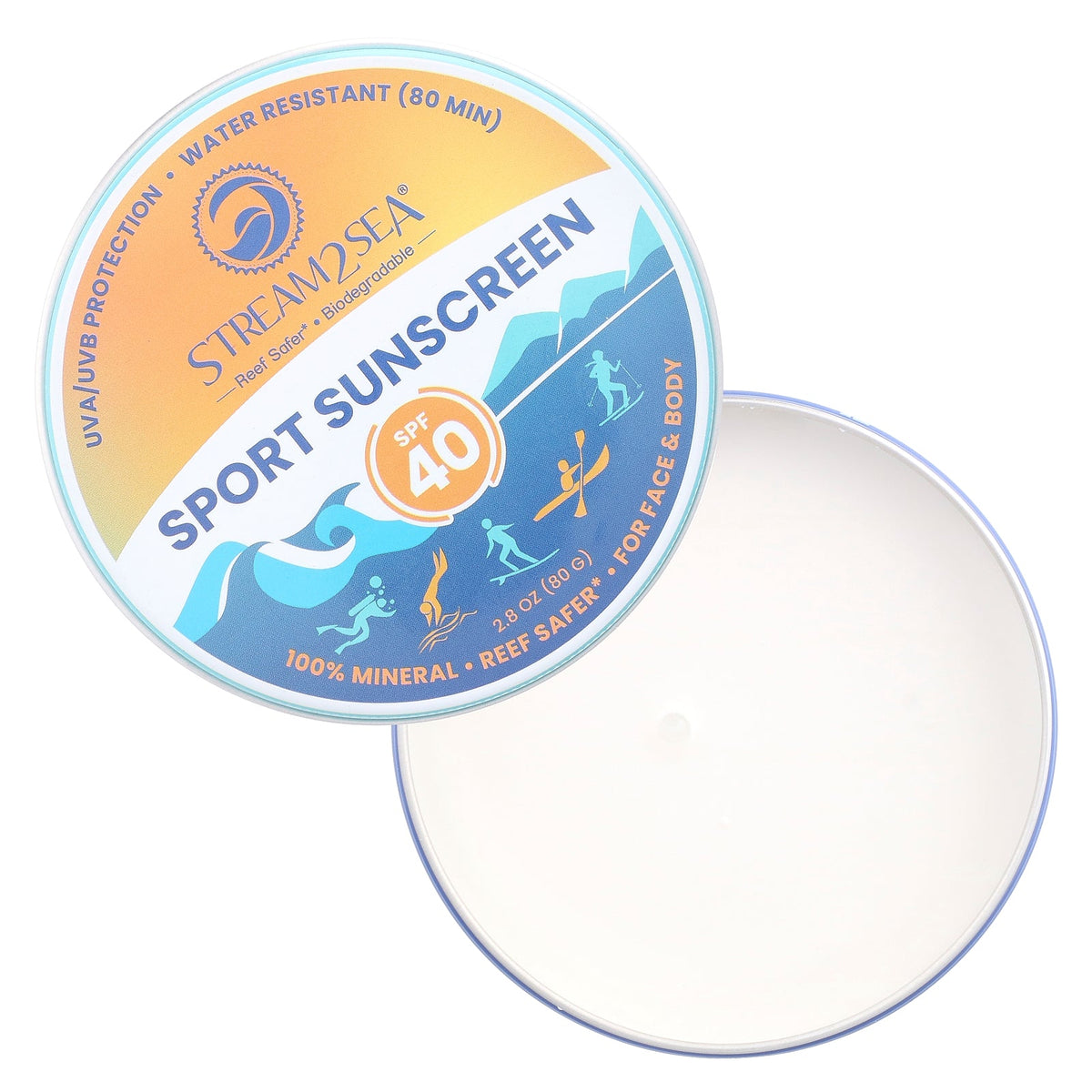 Stream2Sea, Sport Sunscreen, SPF 40, 2.8 oz (80 g)