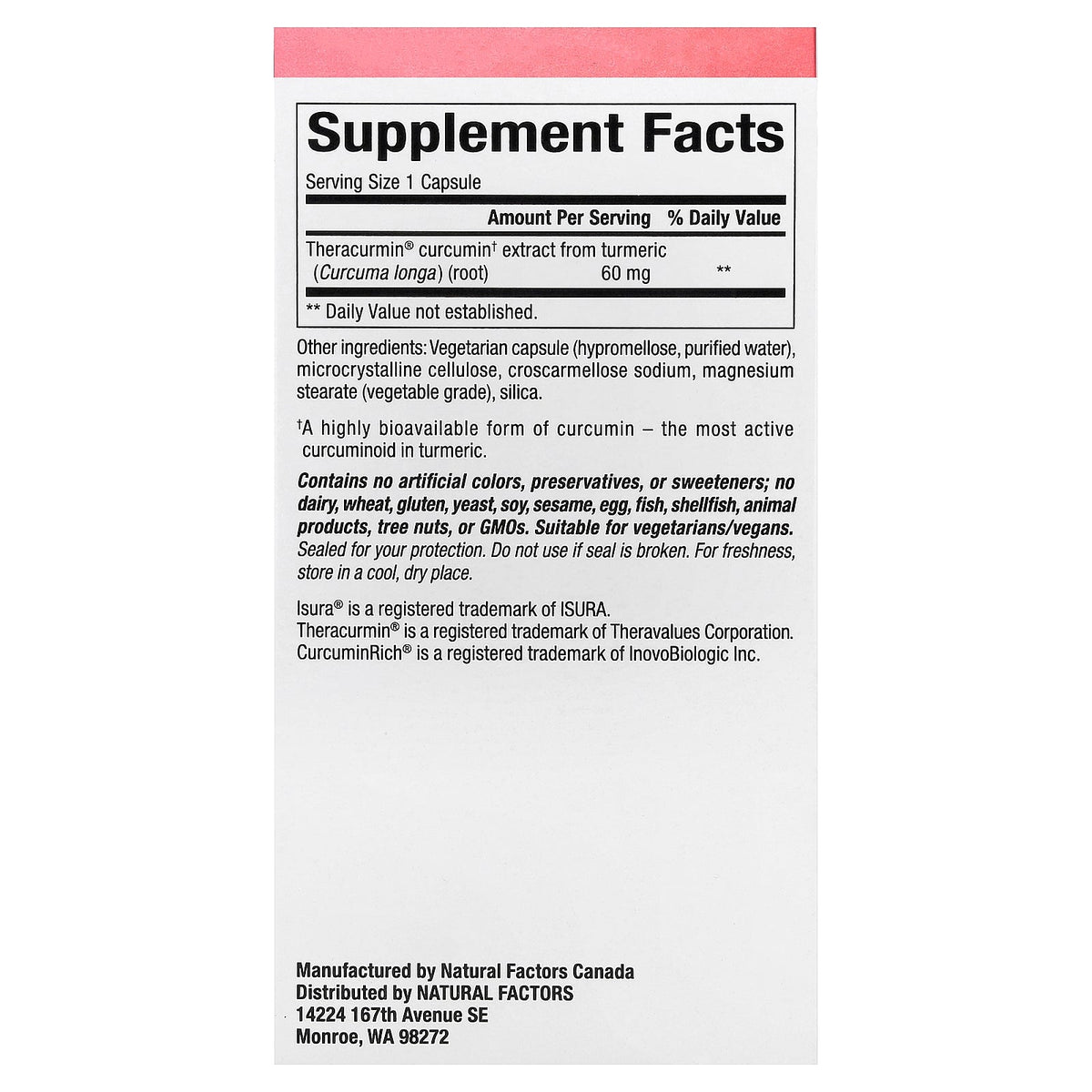 Natural Factors, CurcuminRich®, Theracurmin®, 120 Vegetarian Capsules (60 mg per Capsule)