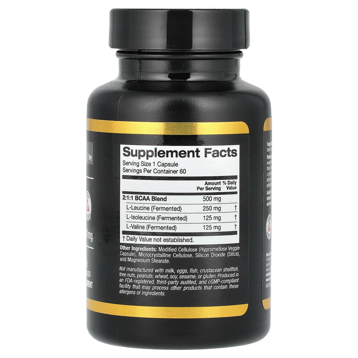 California Gold Nutrition, Sport, BCAA, AjiPure® Branched Chain Amino Acids 2:1:1 with L-Leucine, L-Isoleucine, and L-Valine, 500 mg, 60 Veggie Capsules