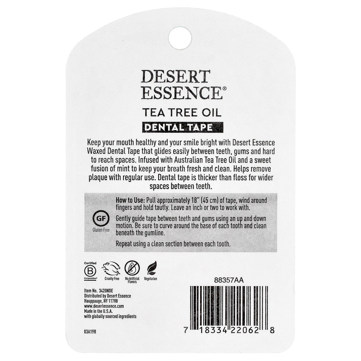Desert Essence, Dental Tape, Waxed, Tea Tree Oil, 6 Count, 30 yds (27.4 m)