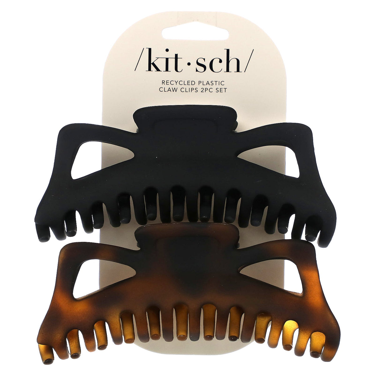 Kitsch, Jumbo Classic Claw Clips, Black & Tort, 2 Clips