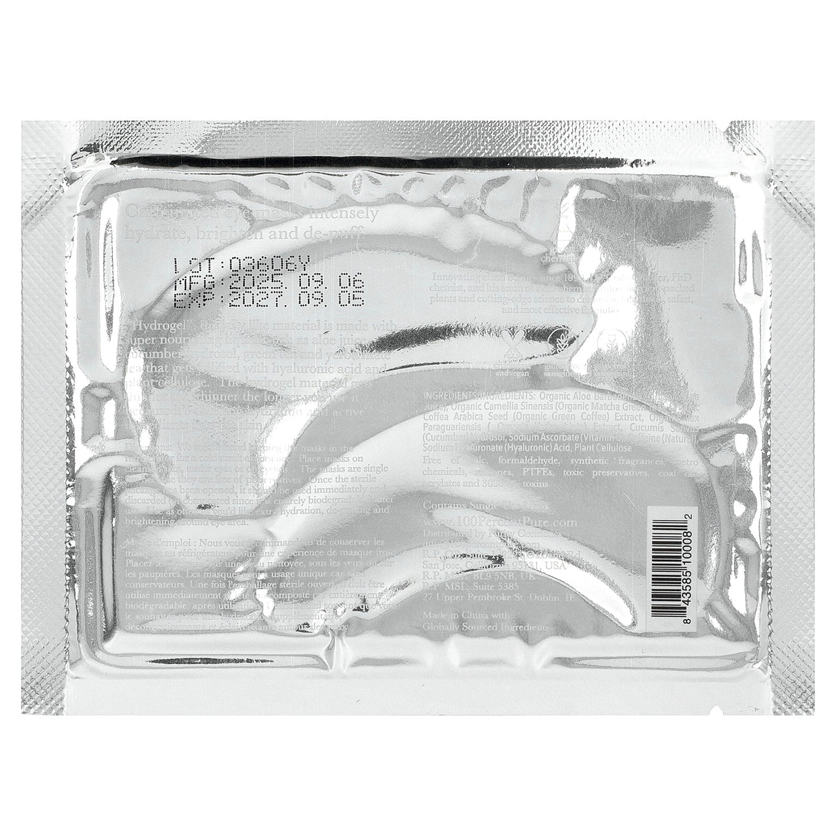 100% PURE, Bright Eyes, Hydrogel Eye Mask, 1 Pair, 0.28 oz