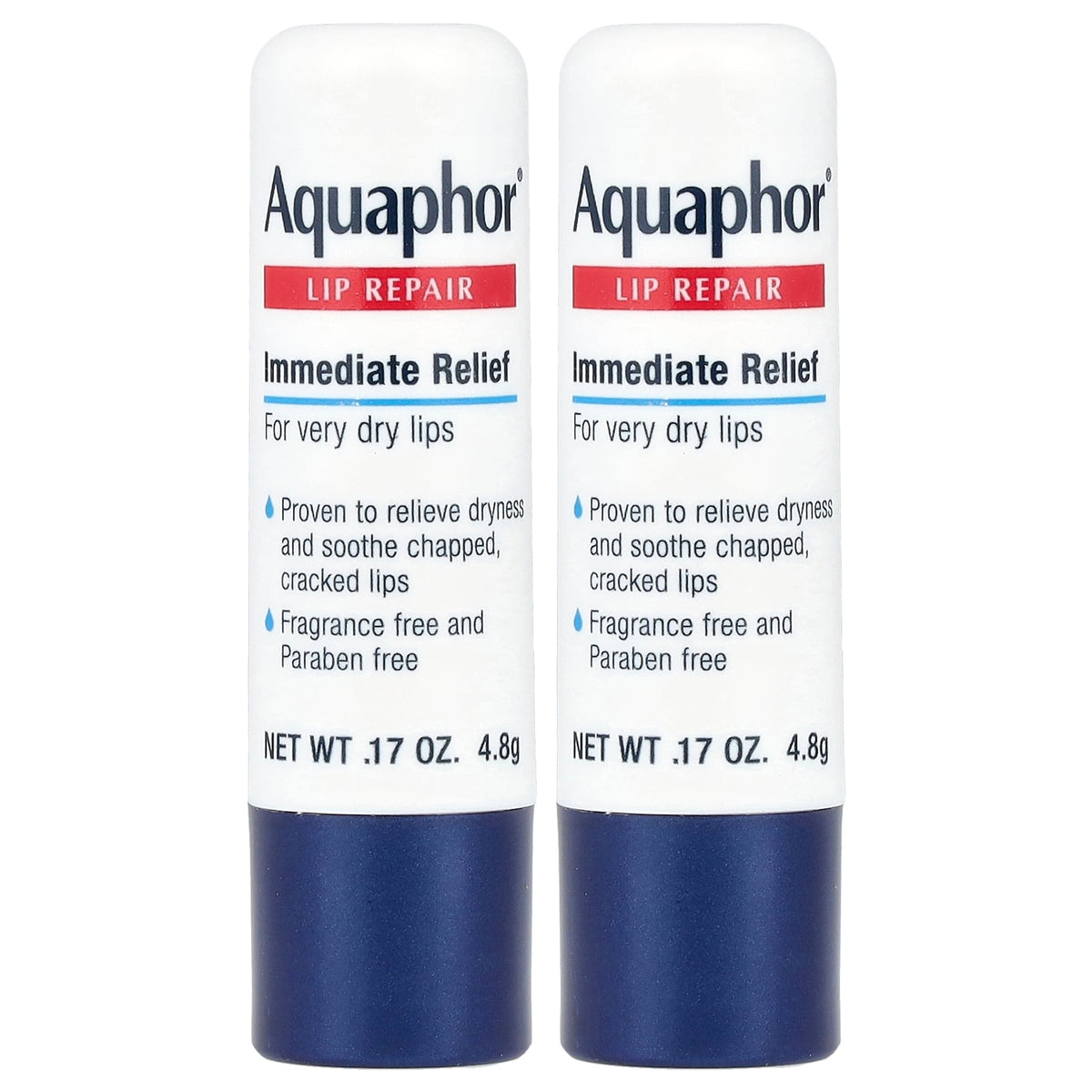 Aquaphor, Lip Repair Stick, Immediate Relief, 2 Sticks, 0.17 oz (4.8 g) Each