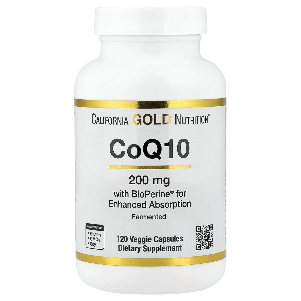 California Gold Nutrition, CoQ10 with Bioperine® and Black Pepper Extract, Enhanced Biovailability, 120 Veggie Capsules
