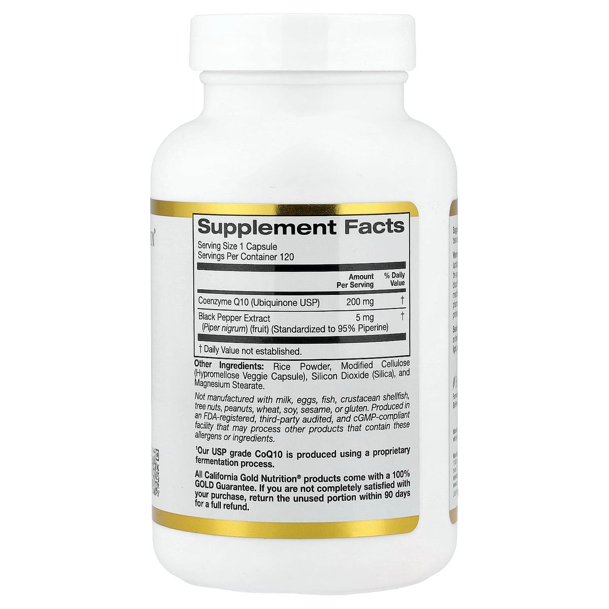 California Gold Nutrition, CoQ10 with Bioperine® and Black Pepper Extract, Enhanced Biovailability, 120 Veggie Capsules