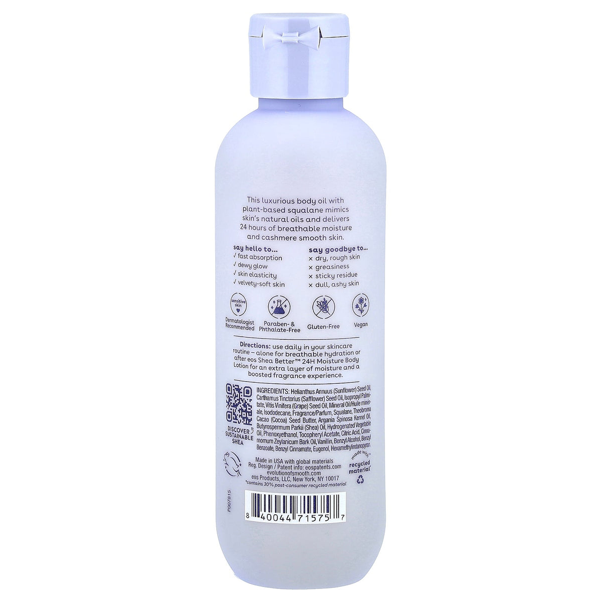 EOS, Shea Better™, Cashmere Body Oil, Vanilla Cashmere, 6 fl oz (177 ml)