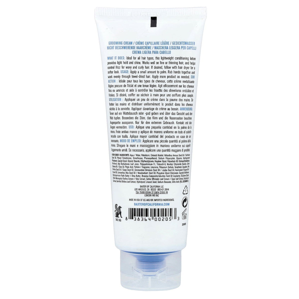 Baxter of California, Grooming Cream, Light Hold, 3.4 fl oz (100 ml)