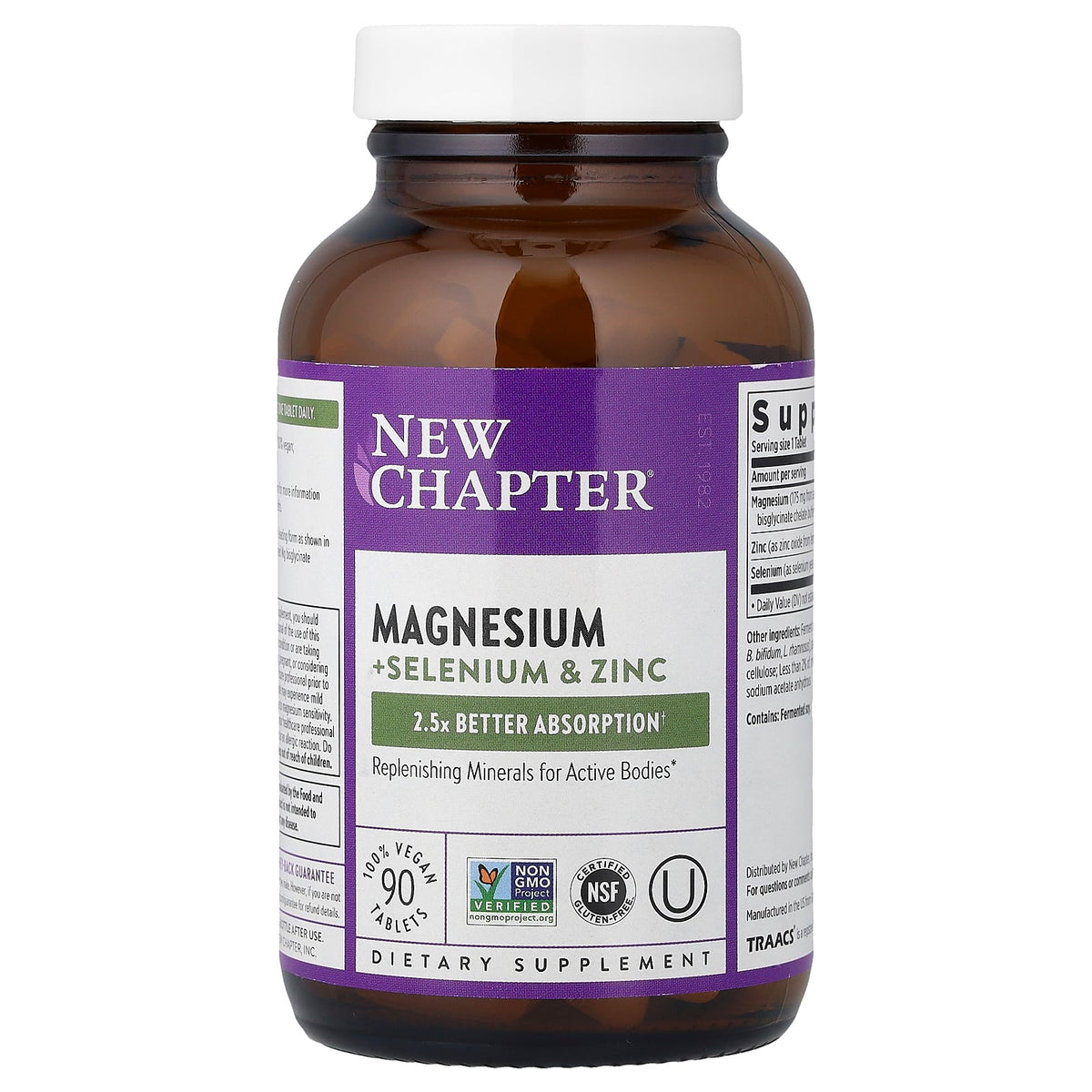 New Chapter, Magnesium + Selenium & Zinc, 90 Vegan Tablets