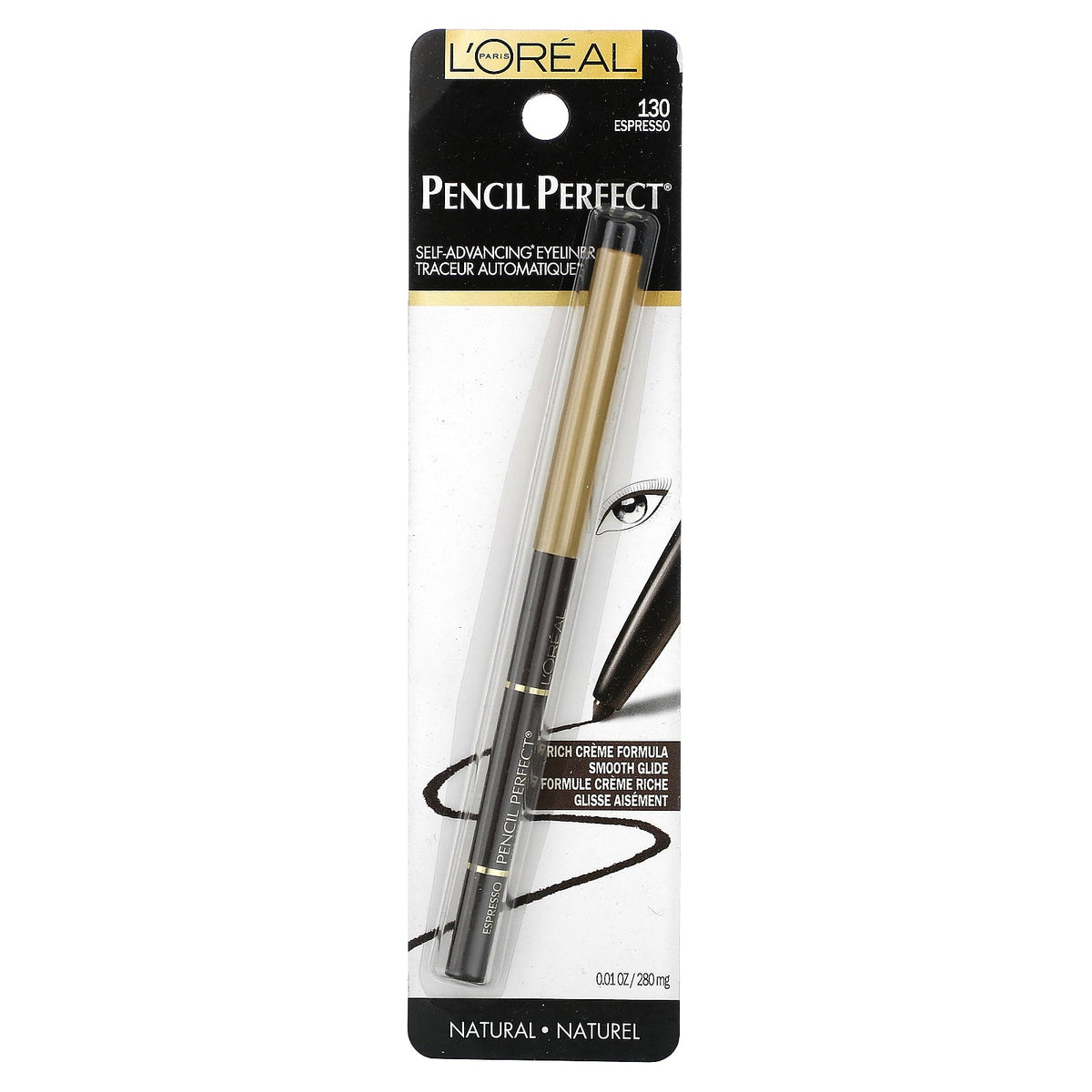 L'Oréal, Pencil Perfect, Self-Advancing Eyeliner, 130 Espresso, 0.01 oz (280 mg)
