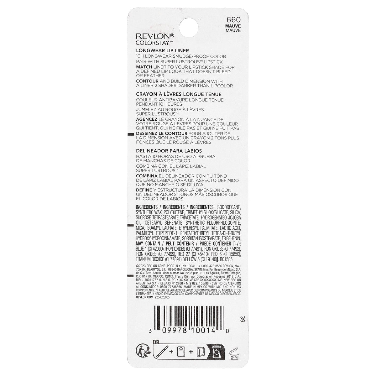 Revlon, Colorstay™, Longwear Lip Liner, 660 Mauve, 0.01 oz (0.28 g)