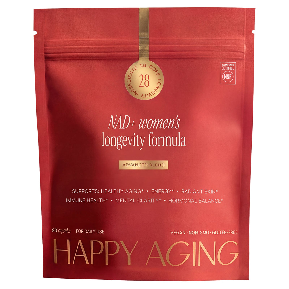 Happy Aging, NAD + Women's Longevity Formula, 90 Capsules