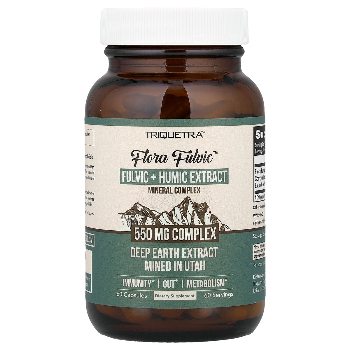 Triquetra, Flora Fulvic™, Fulvic + Humic Extract Mineral Complex, 550 mg, 60 Capsules