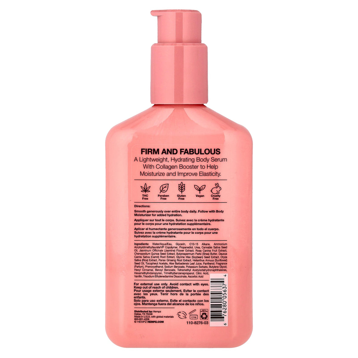 Hempz, Collagen Booster Body Serum, Sweet Jasmine & Rose, 8.5 fl oz (250 ml)