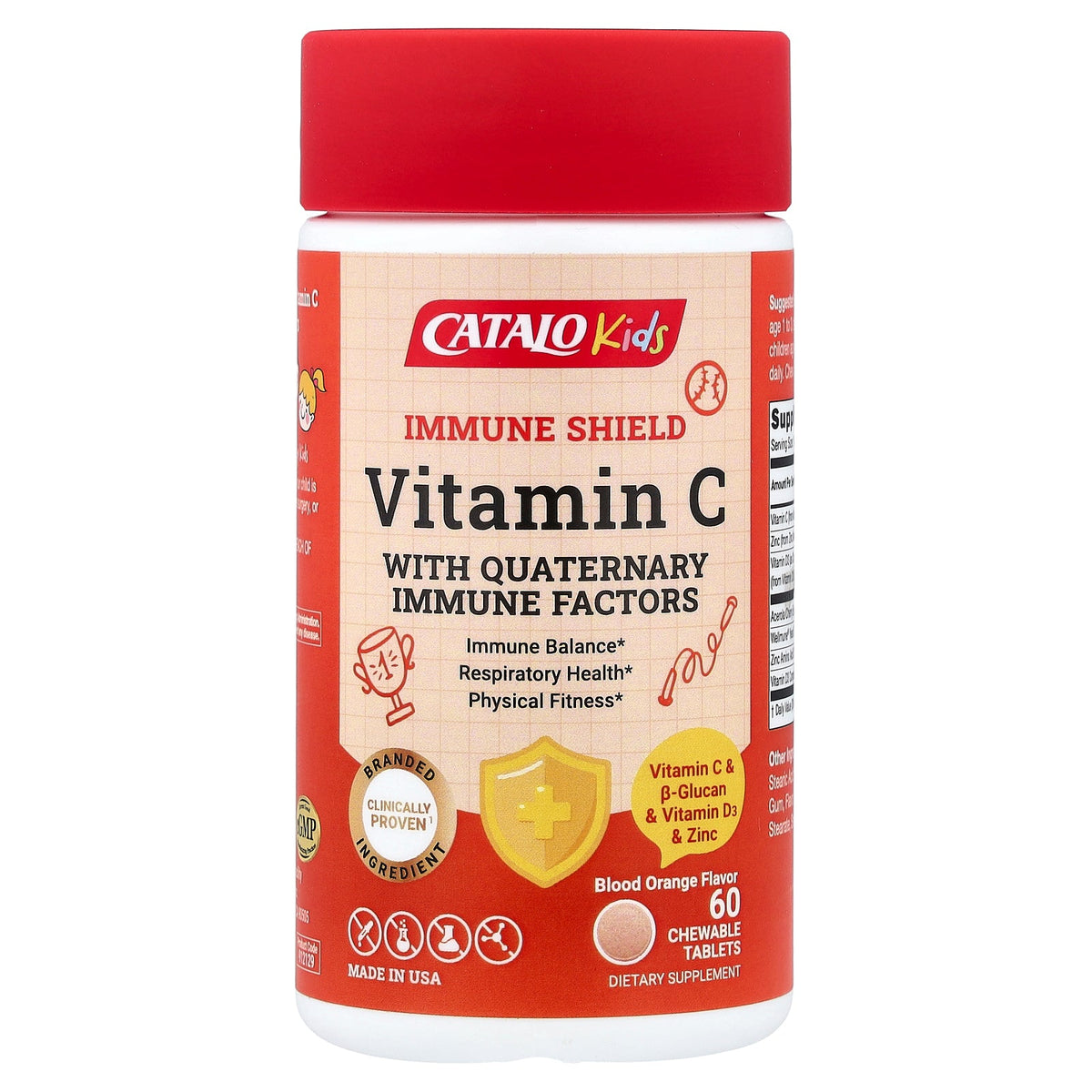 CATALO, Kids Vitamin C, Blood Orange, 60 Chewable Tablets
