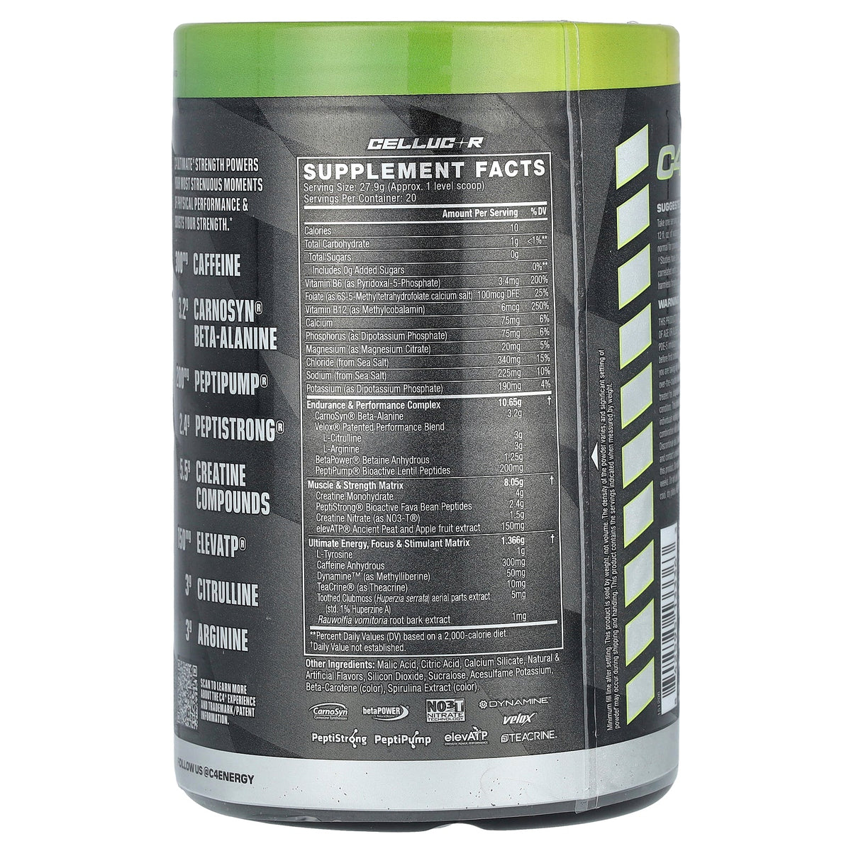 C4 / Cellucor, C4 Ultimate Strength, Pre-Workout, Sour Green Apple, 1.23 lbs (558 g)