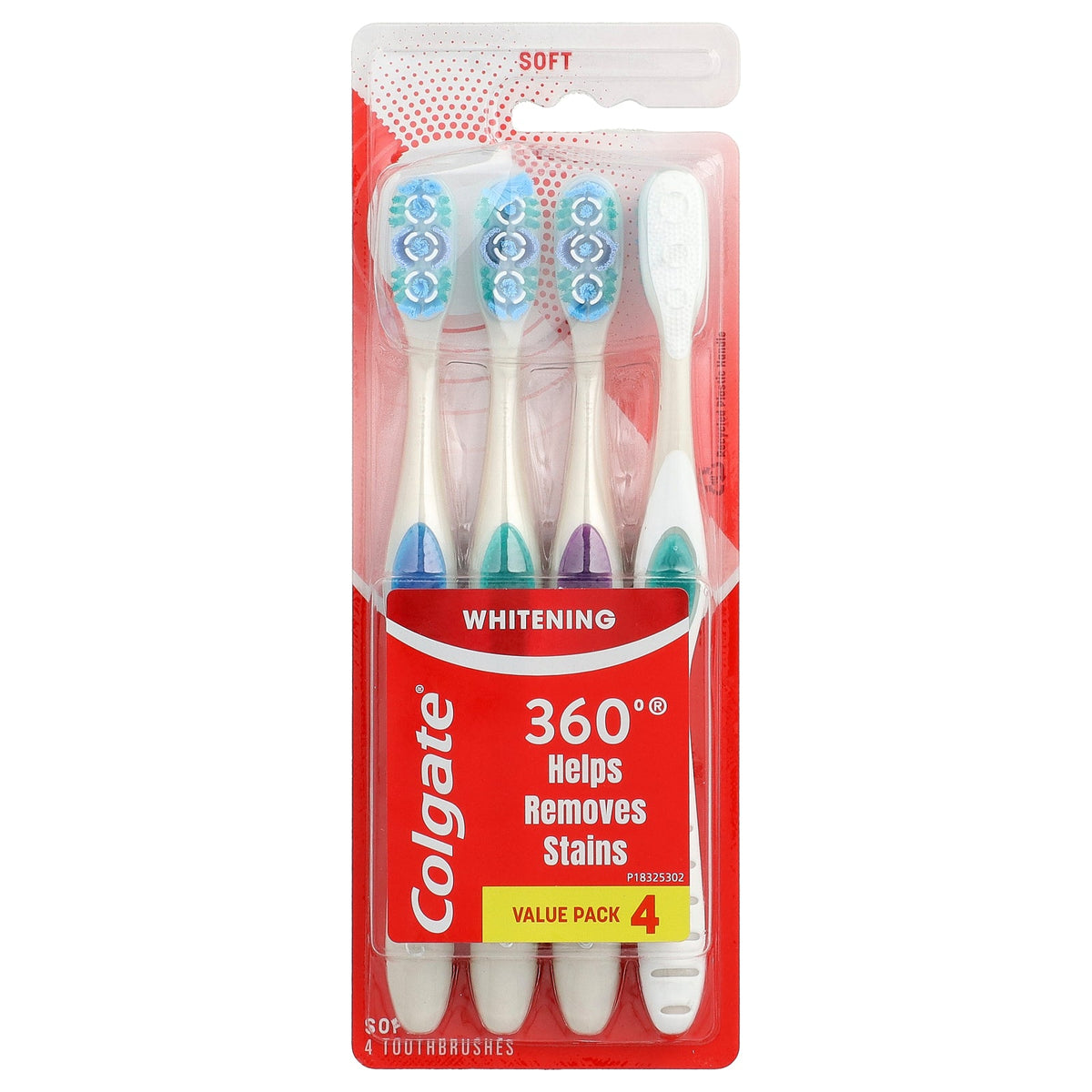 Colgate, 360 Whitening Toothbrushes, Soft, 4 Pack