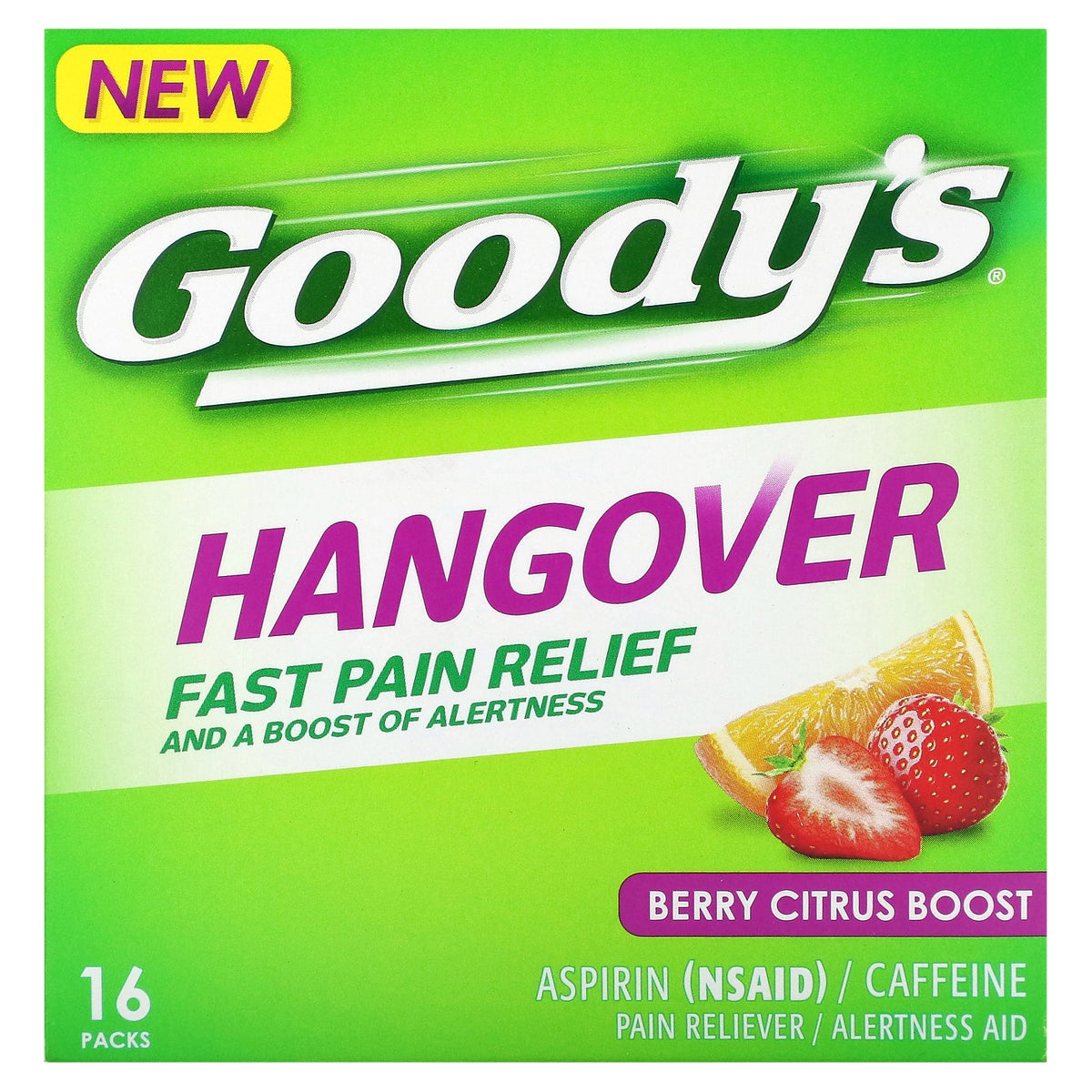 Goody's, Hangover, Fast Pain Relief, Berry Citrus Boost, 16 Packs