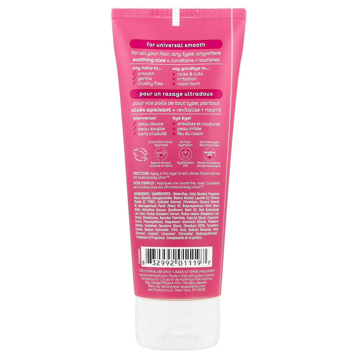 EOS, Shea Better, 24H Moisture Shave Cream, Pomegranate Raspberry, 2.5 fl oz (74 ml)