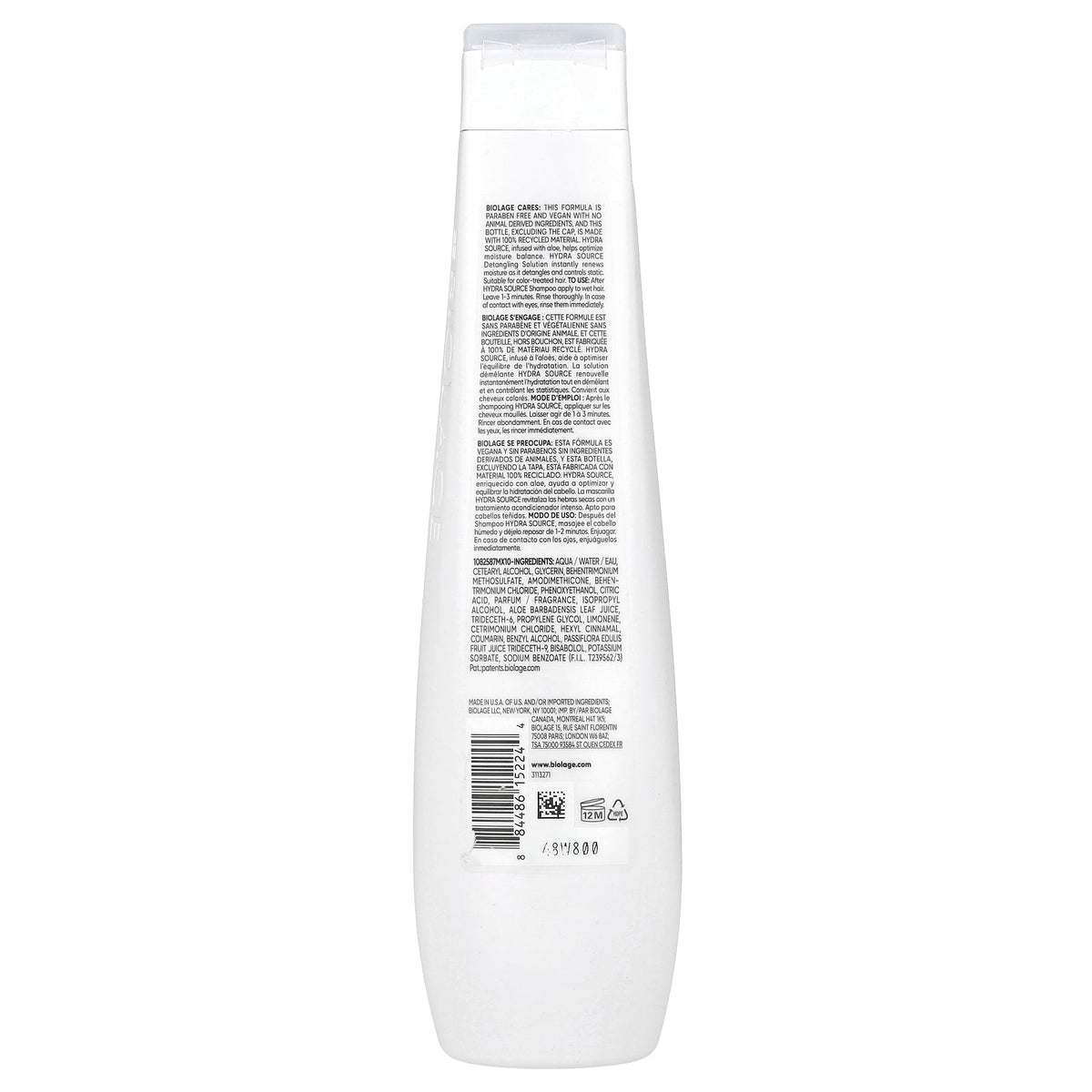 Biolage, Hydra Source, Detangling Solution, For Dry Hair, 13.5 fl oz (400 ml)