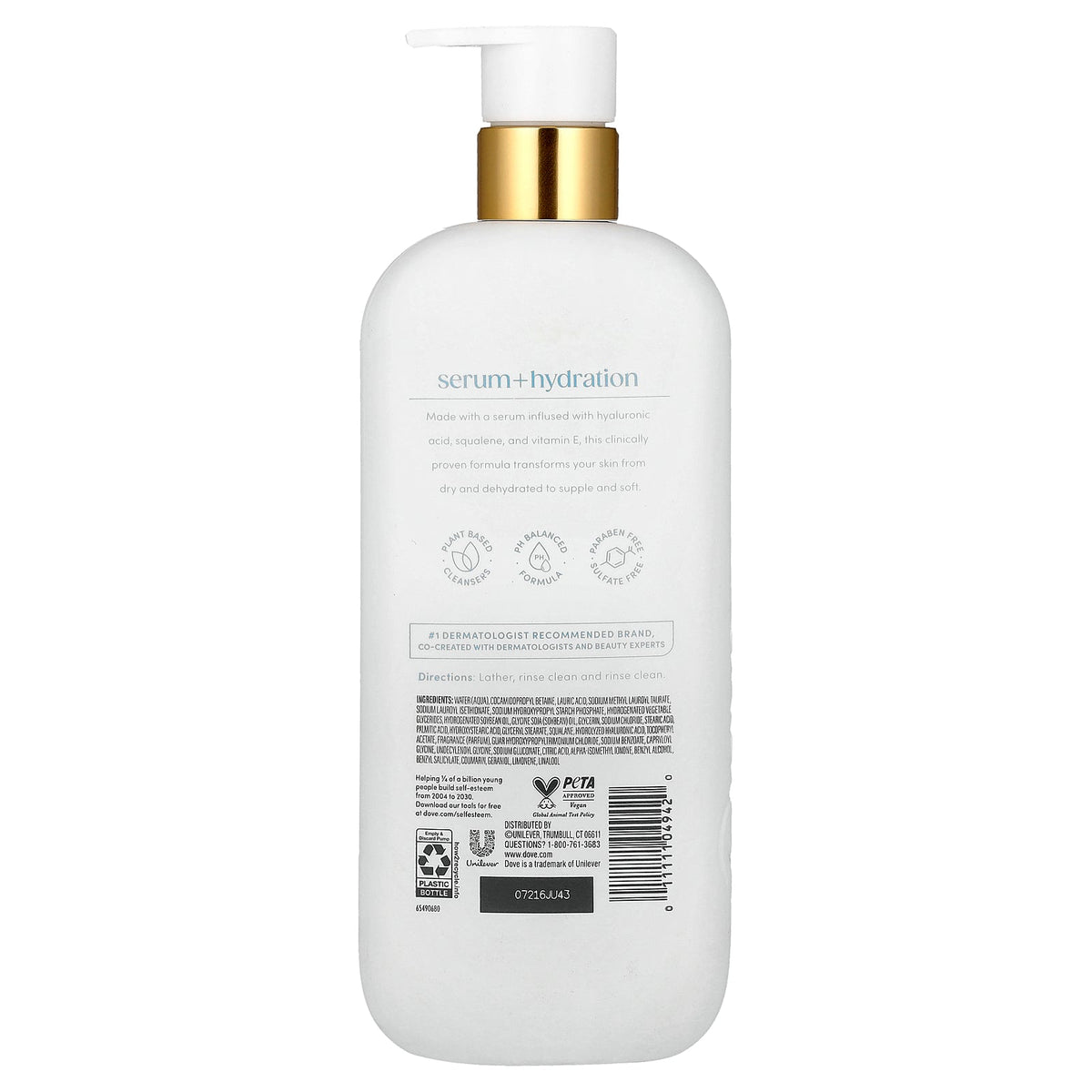 Dove, Serum + Hydration, Body Wash, Fresh Jasmine, 18.5 fl oz (547 ml)