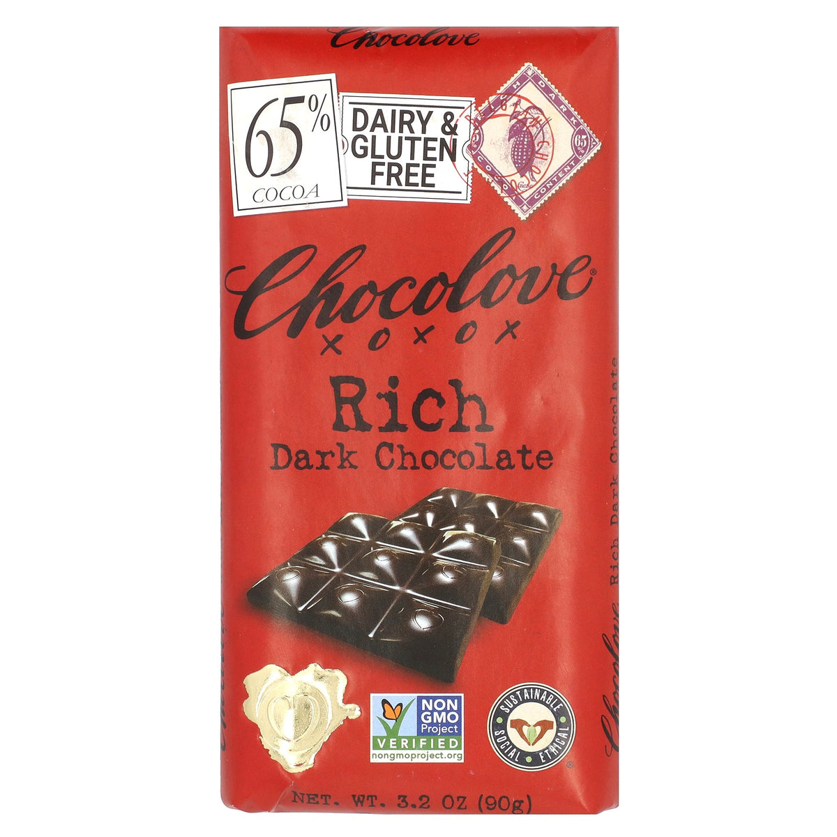Chocolove, Rich Dark Chocolate, 65% Cocoa, 3.2 oz (90 g)