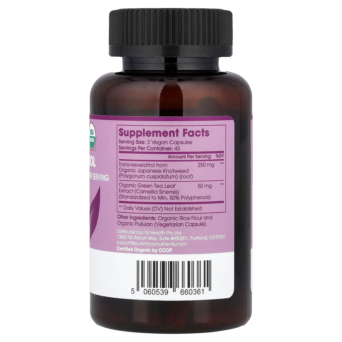 Pure Micronutrients, Organic Resveratrol, 90 Vegan Capsules