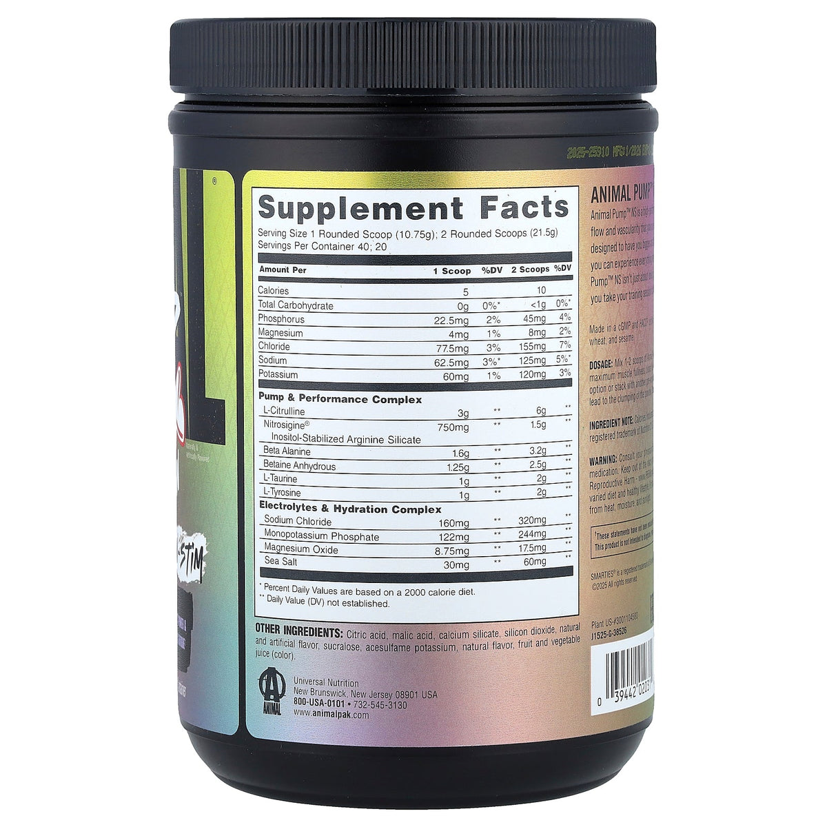 Animal, Pump™ Pre-Workout, Non-Stim, Smarties® Edition, 15.16 oz (430 g)