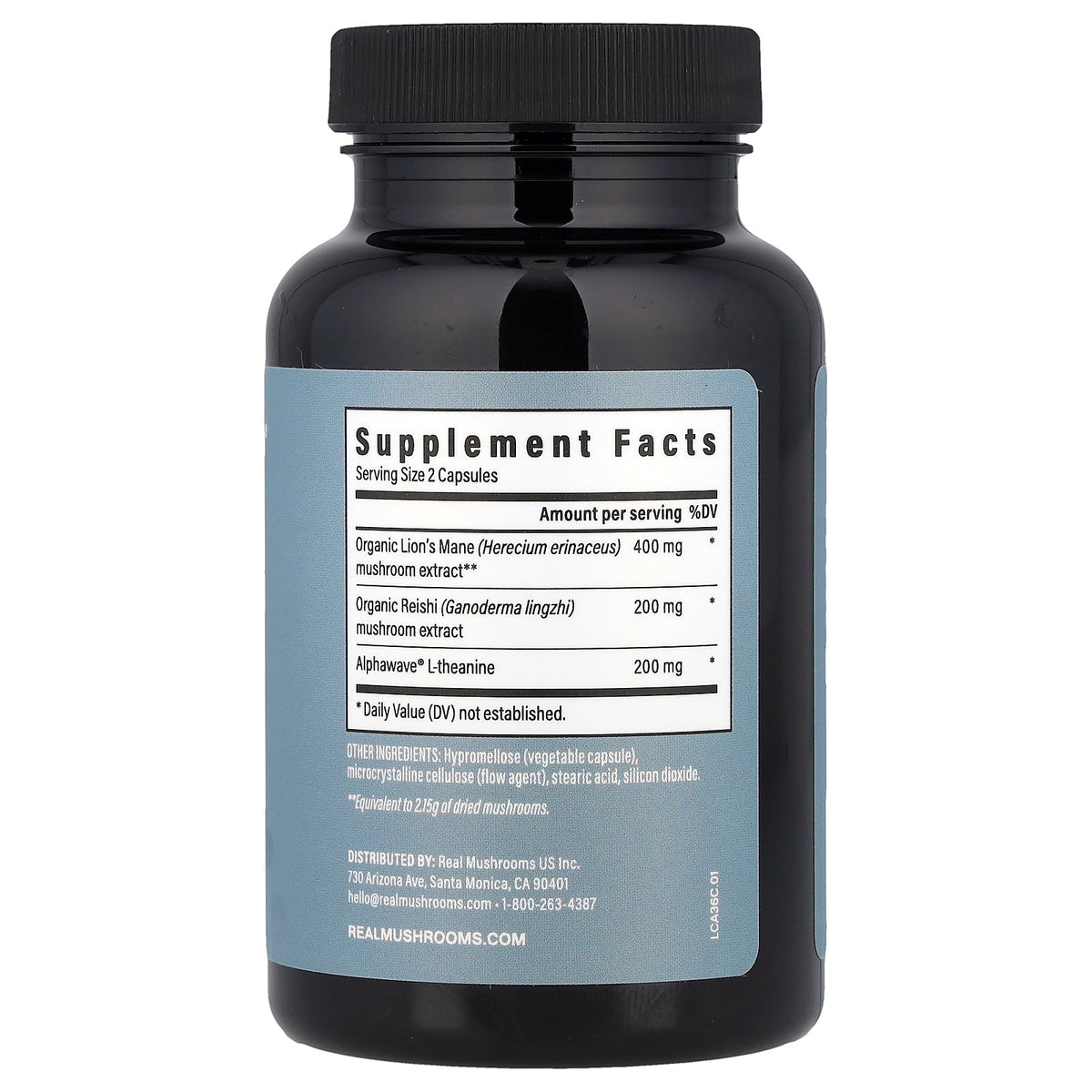 Real Mushrooms, Calm, Lion's Mane with Reishi & L-Theanine, 90 Capsules