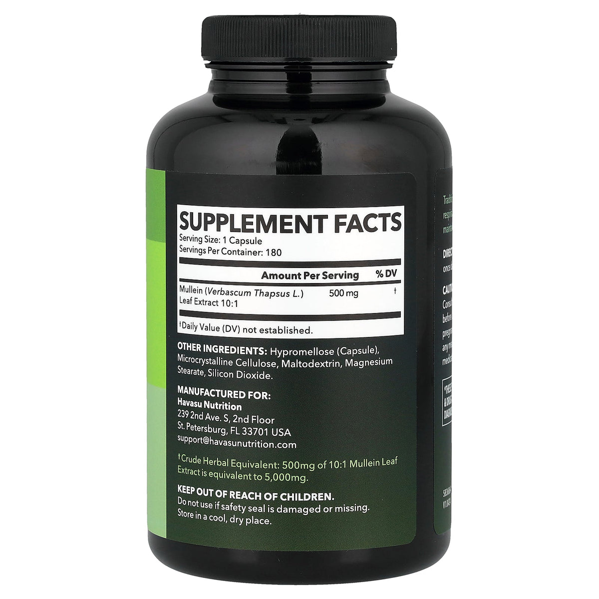 Havasu Nutrition, Mullein Leaf, 180 Capsules (500 mg per Capsule)