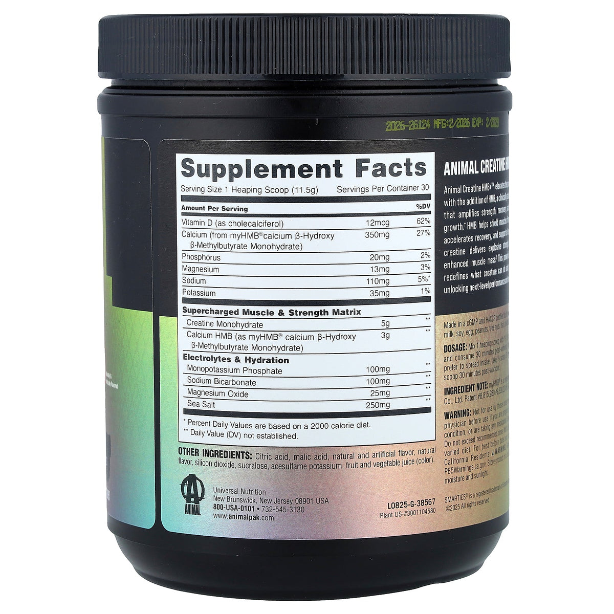Animal, Creatine HMB+™ Powder, Smarties® Edition, 12.16 oz (345 g)