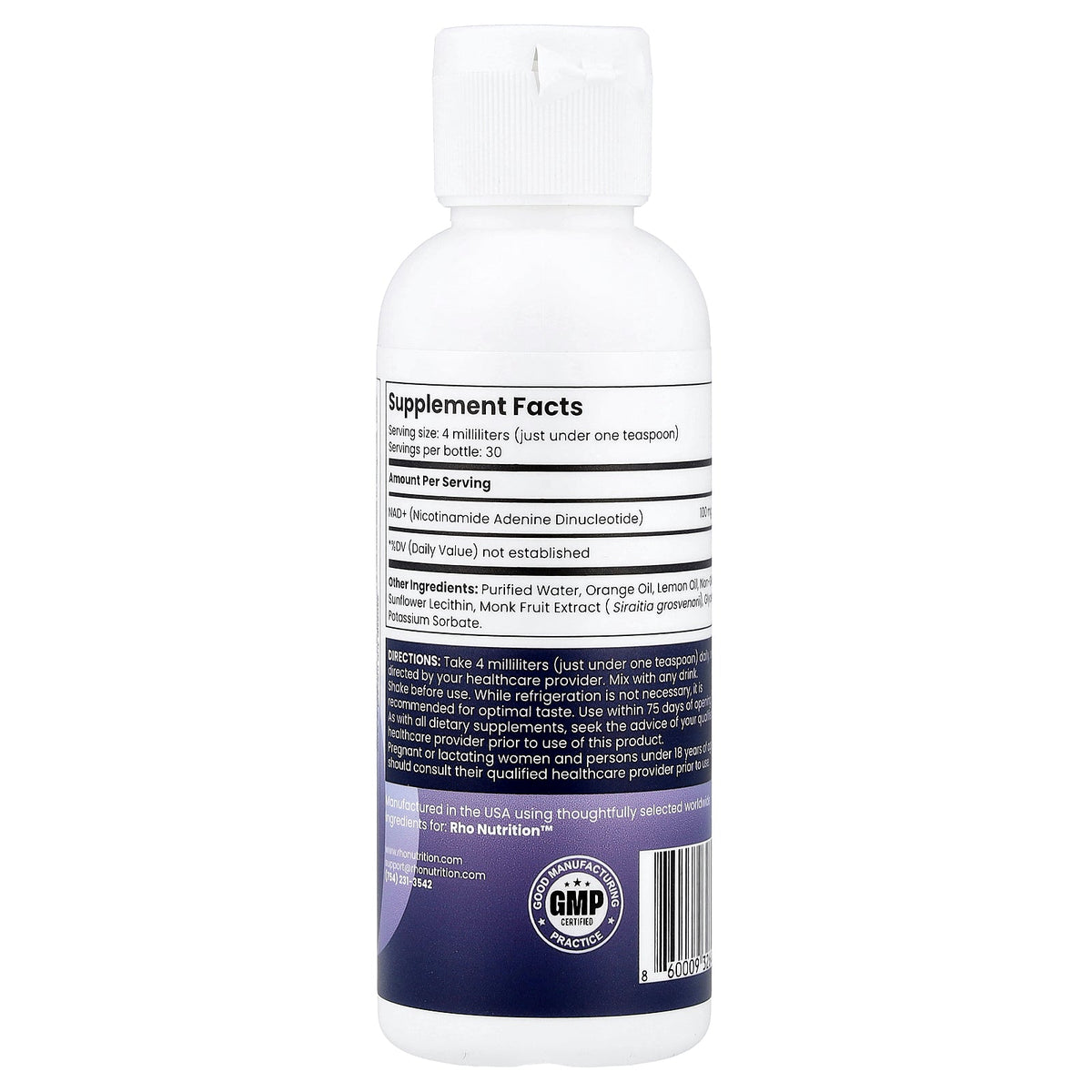 Rho Nutrition, Liposomal NAD+, 4 fl oz (120 ml)