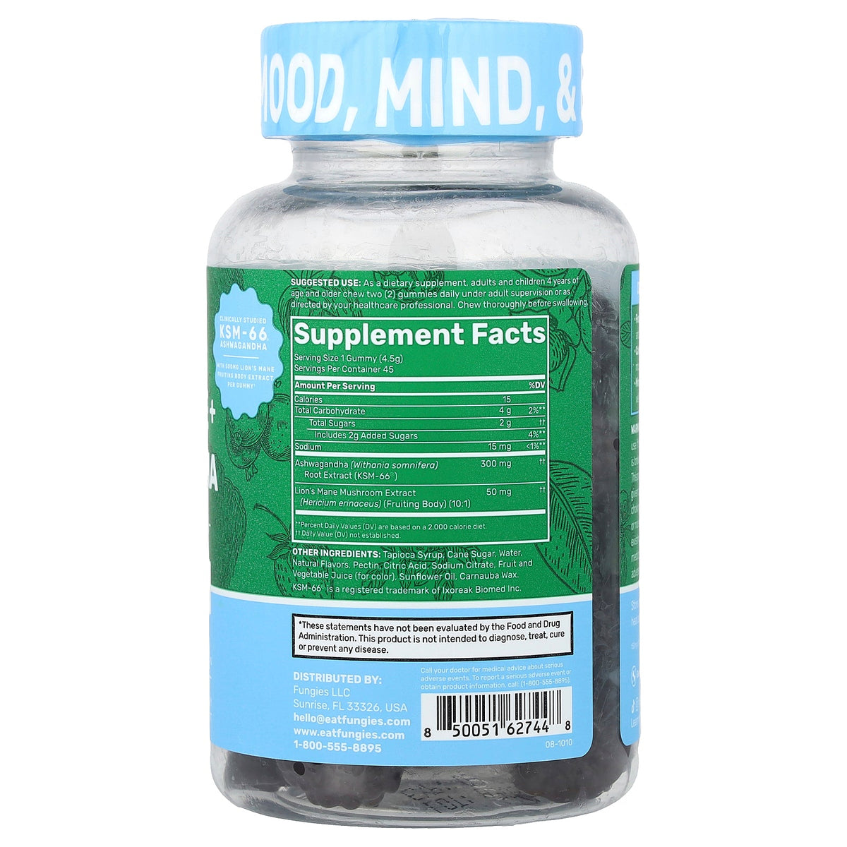 Fungies, Lion's Mane + Ashwagandha Gummies, Berry Bliss, 45 Pectin Gummies