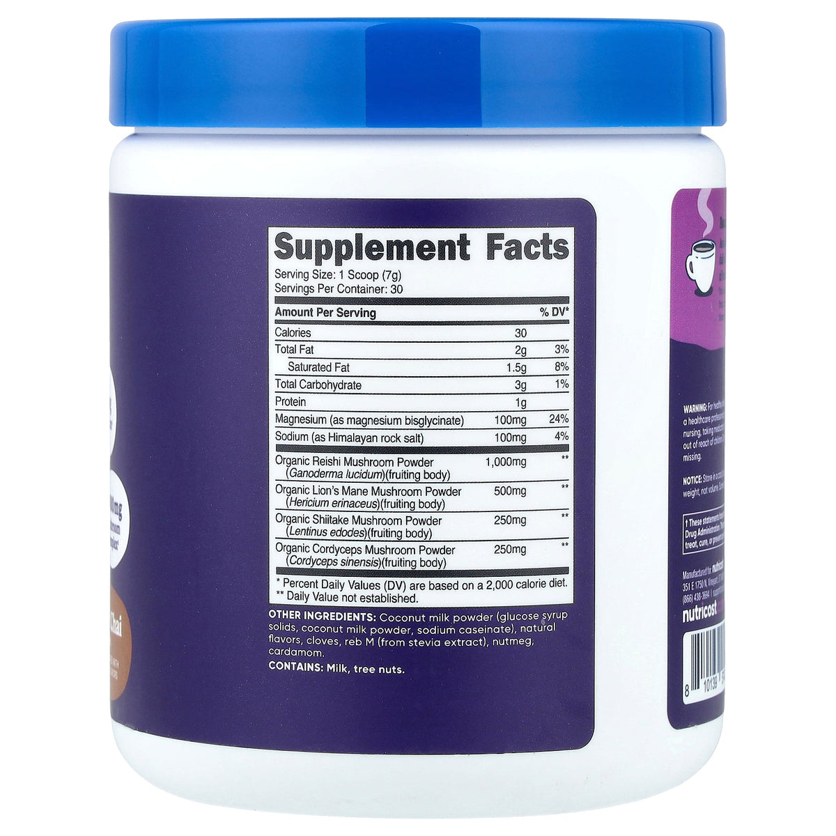 Nutricost, Nutrizen™, Unwind, Adaptogenic Mushroom Drink, Caramel Chai, 7.4 oz (207 g)