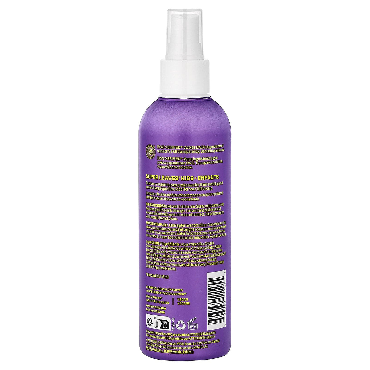 ATTITUDE, Kids Super Leaves® Hair Detangler Spray, Vanilla & Pear, 8 fl oz (240 ml)