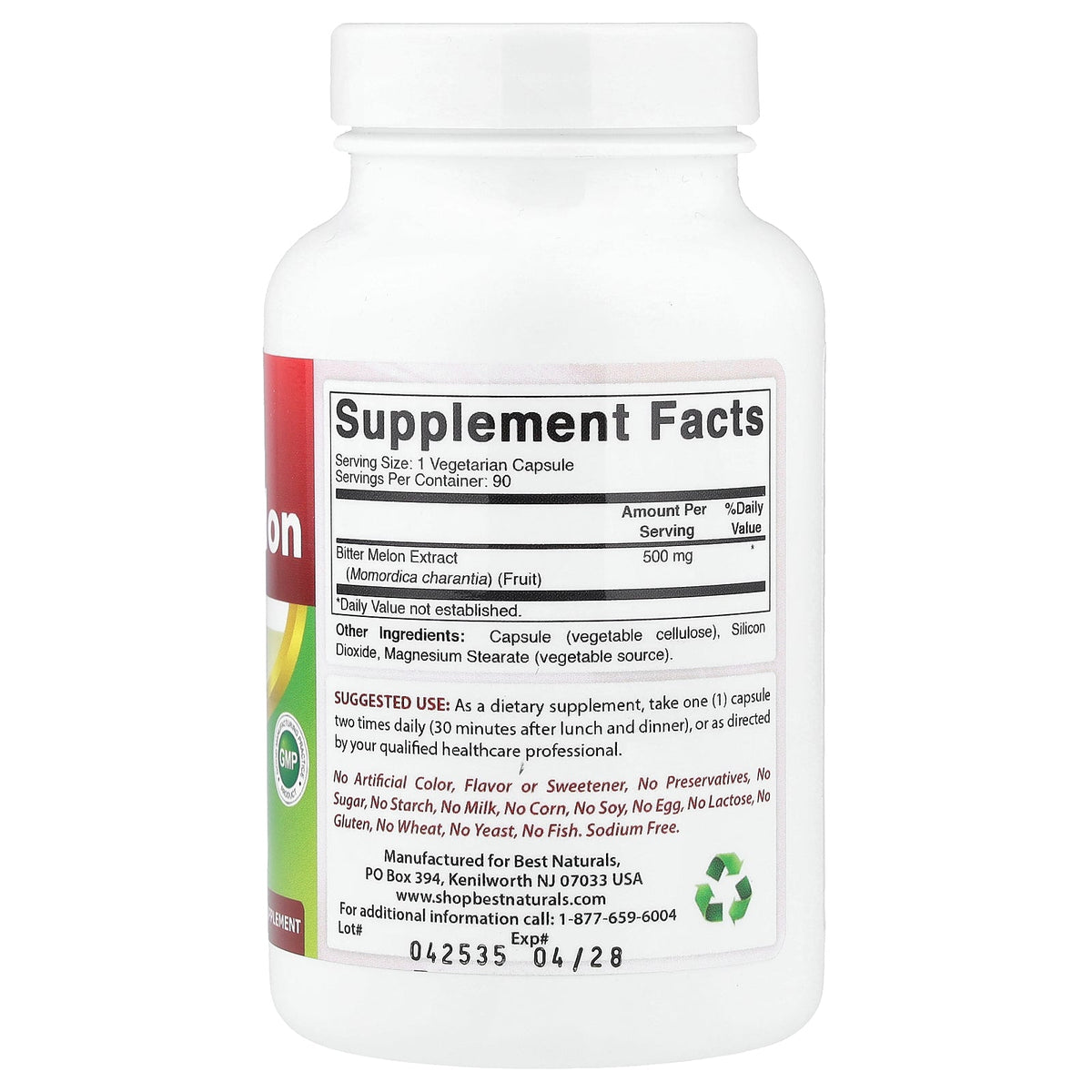Best Naturals, Bitter Melon, 500 mg, 90 Vegetarian Capsules