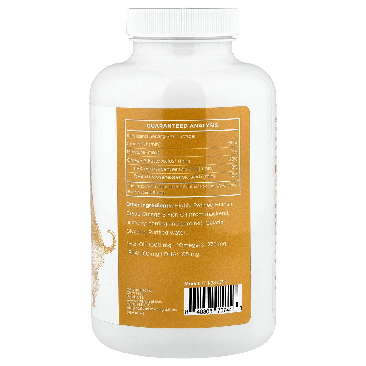 Chew + Heal, Wild-Caught Omega-3, For Dogs and Cats , 180 Softgels