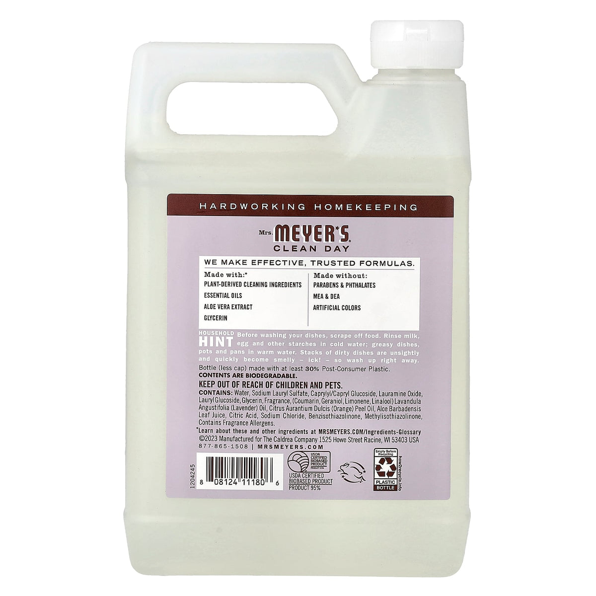 Mrs. Meyers Clean Day, Dish Soap Refill, Lavender, 48 fl oz (1.42 l)