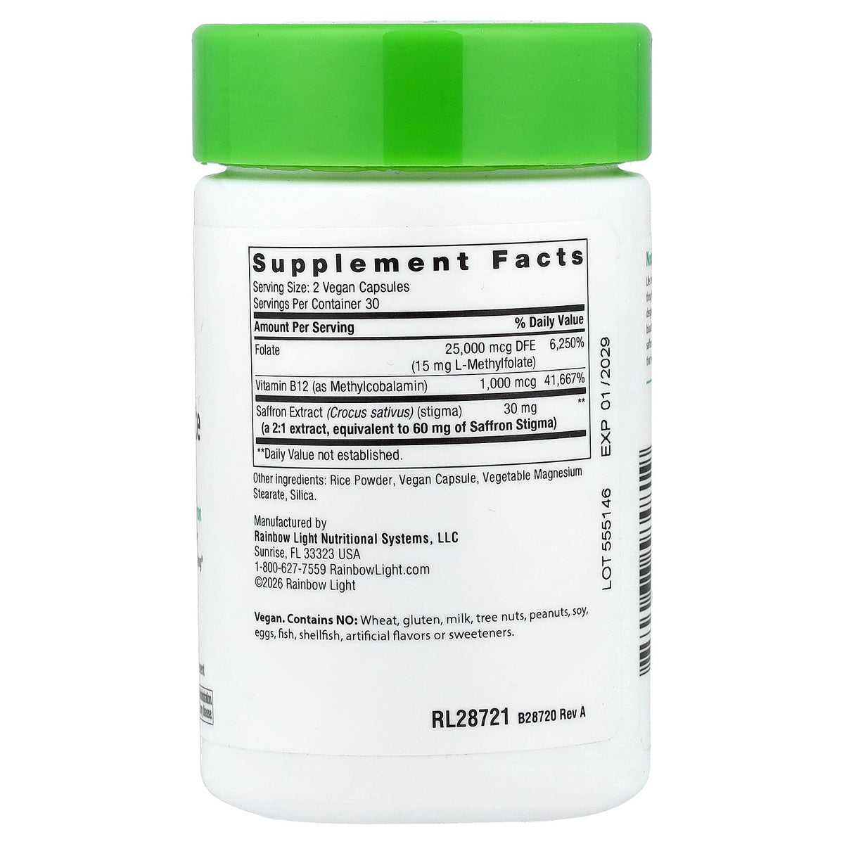 Rainbow Light, L-Methylfolate, 60 Vegan Capsules