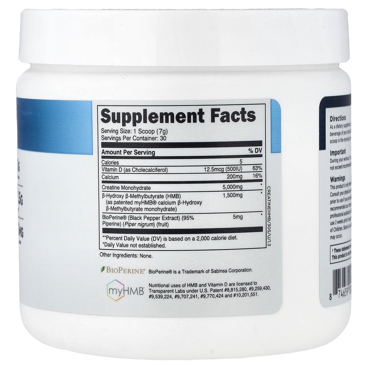 Transparent Labs, Strength Series, Creatine HMB, Unflavored, 0.46 lb (210 g)