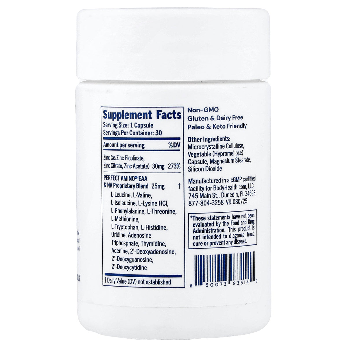 BodyHealth, Zinc, 30 Capsules