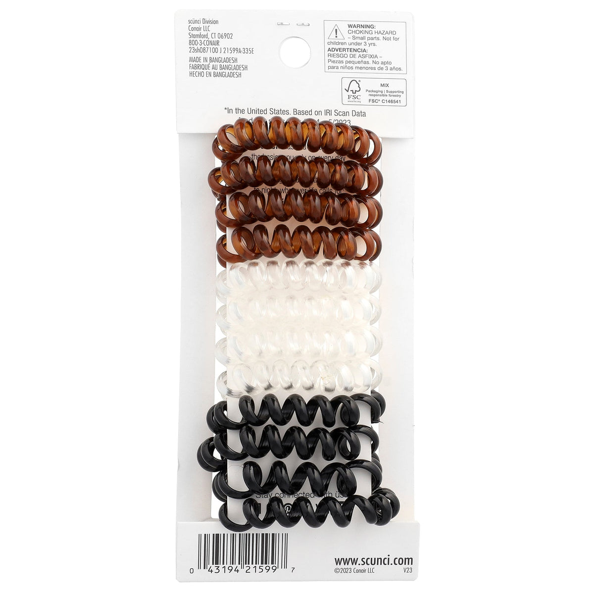 Scunci, Spirals™, Assorted Colors, 12 Pieces